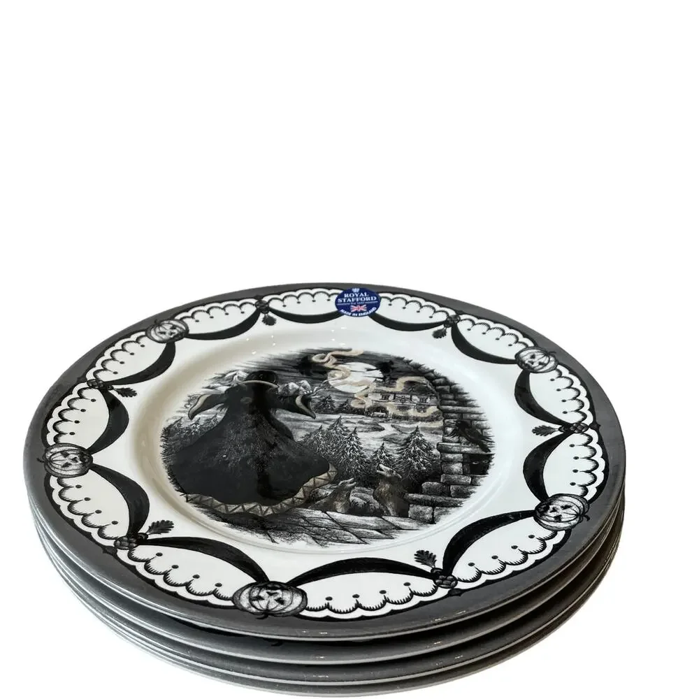 Royal Stafford Halloween Wicked Witch Salad Plates 8.5in Porcelain Set of 2 New